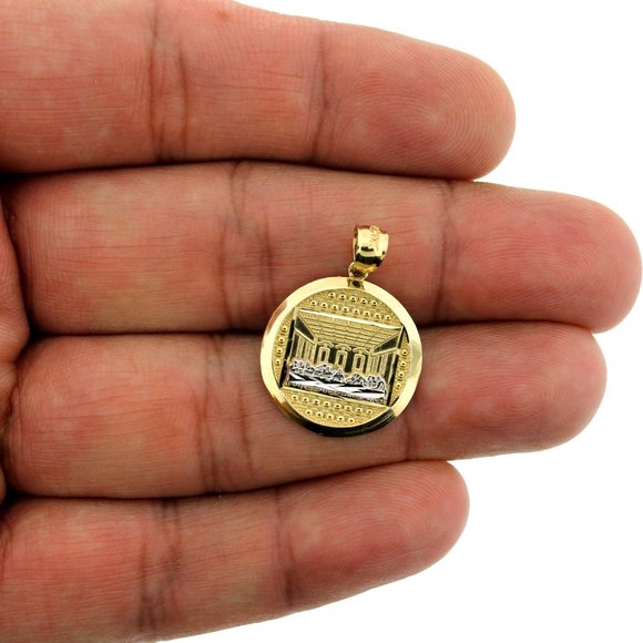 Real 10K Yellow Gold Diamond Cut Jesus Last Supper Charm Pendant - Picture 1 of 6